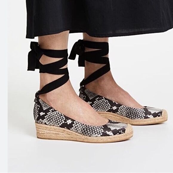 🎉HP🎉EUC Tory Burch Heather Ankle-Wrap Espadrille Wedge Sandal Size 6.5 M RoccIia - Picture 1 of 14